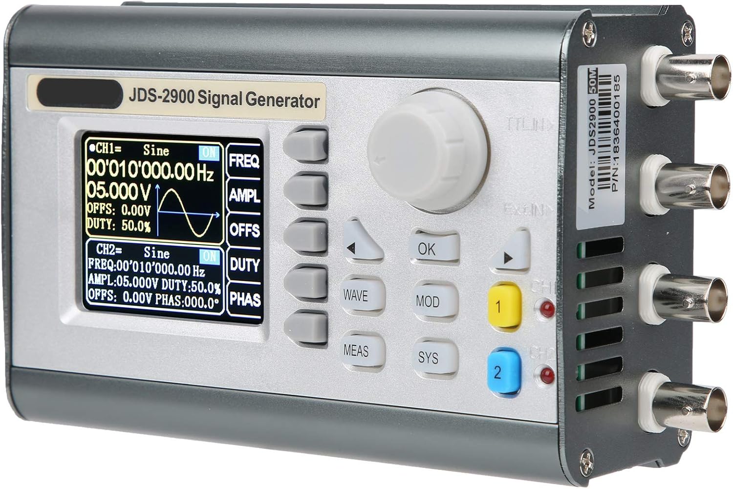 Dual Channel DDS Signal Generator 50MHz Arbitrary Waveform Function Frequency Meter(US Plug)