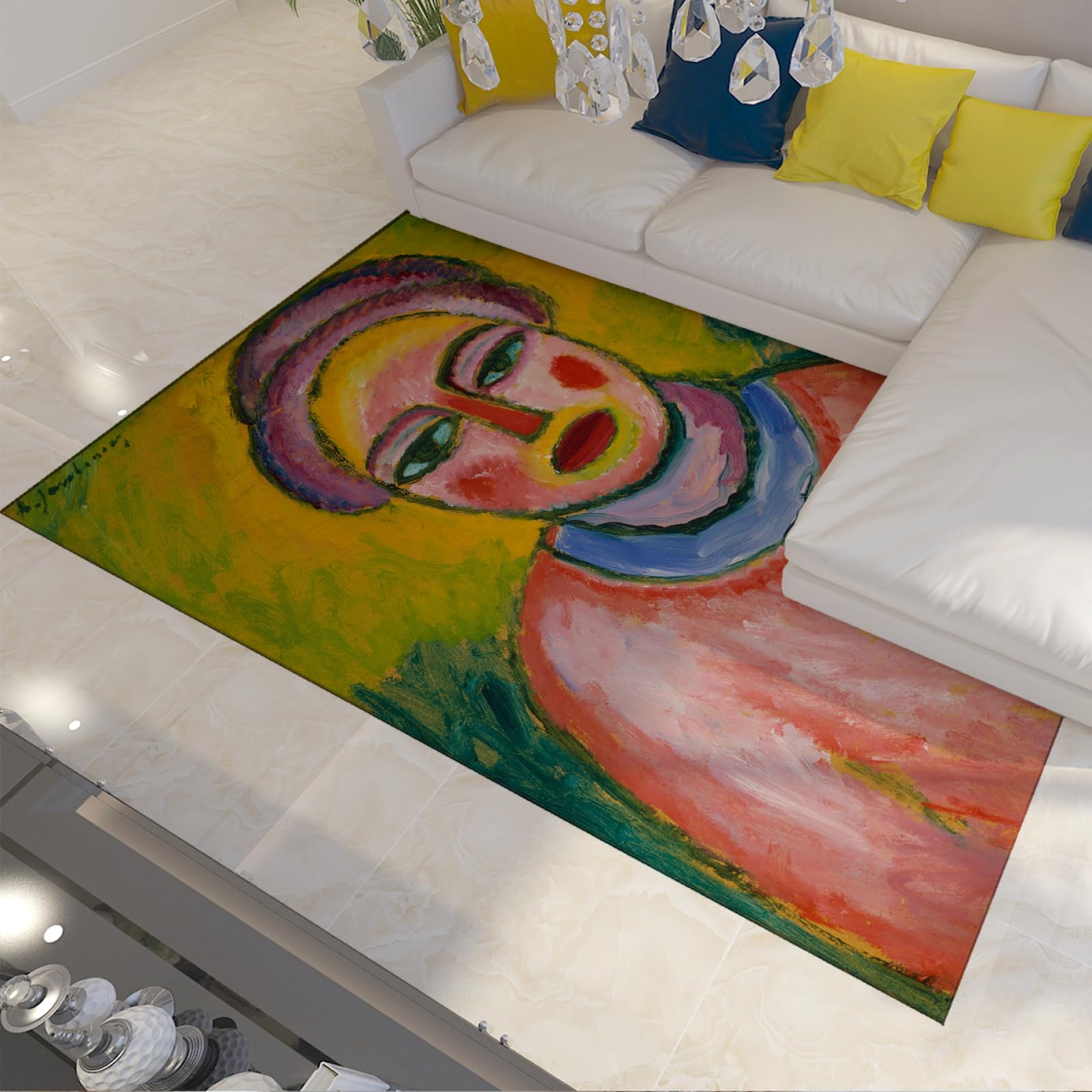 Dywaniki o żywych kolorach 60 x 120 cm impresjonistyczny obraz portret antypoślizgowe dywany do salonu sztuka nowoczesna dom biuro akcent dywan
