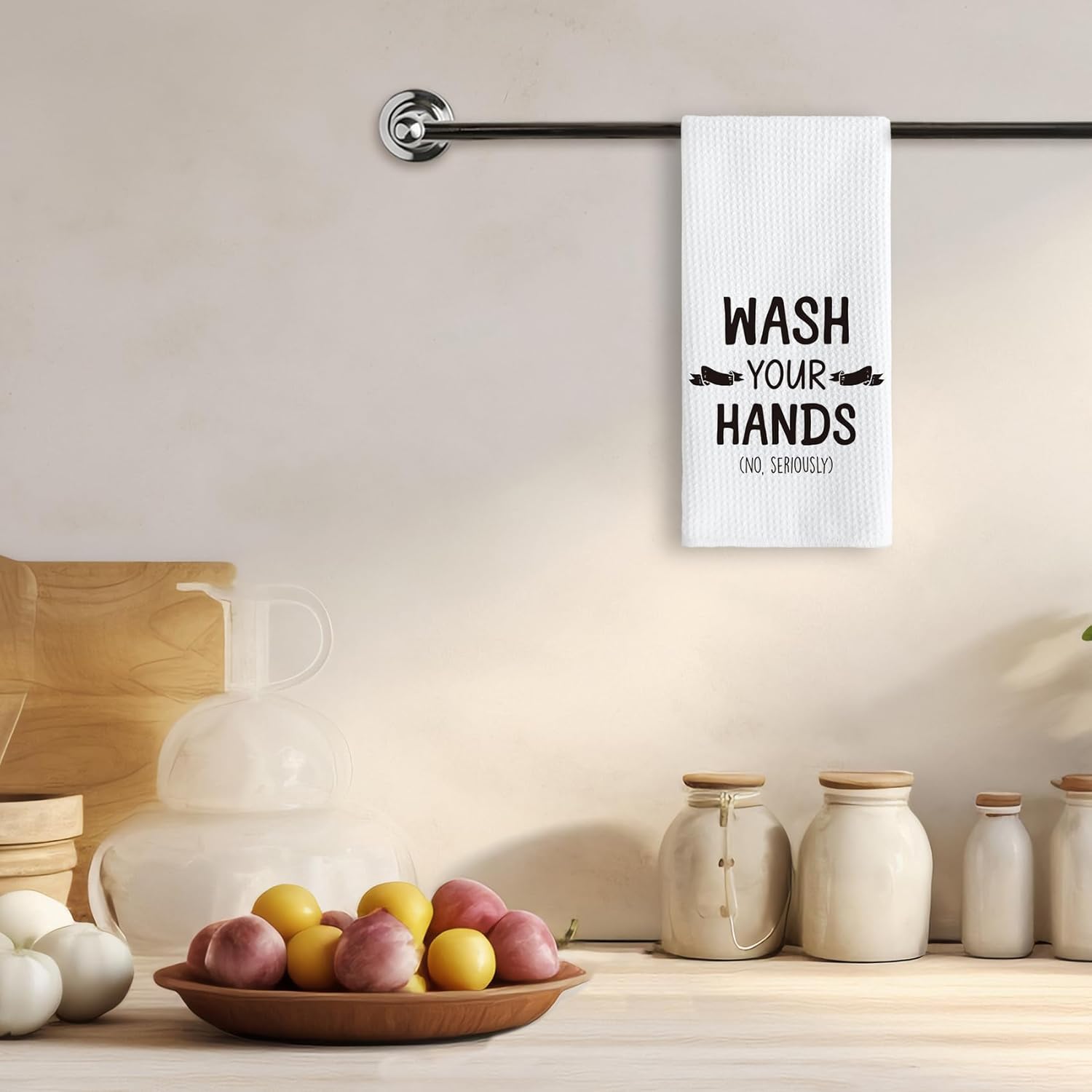 TNUW Funny Hand Towels 16x24 Inch, Humorous Wash Your Hands No Seriously Black and White Decorative Hand Towels for Bathroom Decor, Funny Bathroom Decor - Image 2