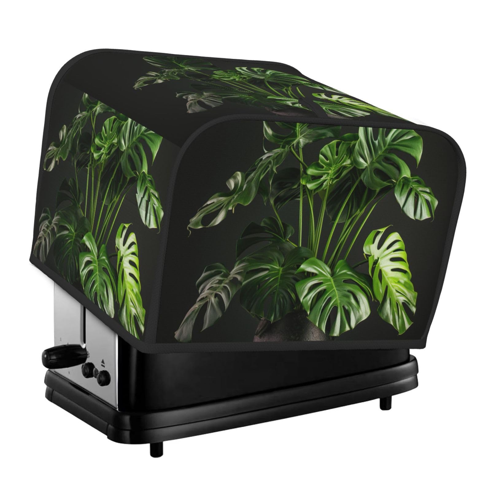 Monstera Deliciosa Banana Palm Print 4-Slice Toaster Cover Dustproof Waterproof Kitchen Appliance Protector For Bread
