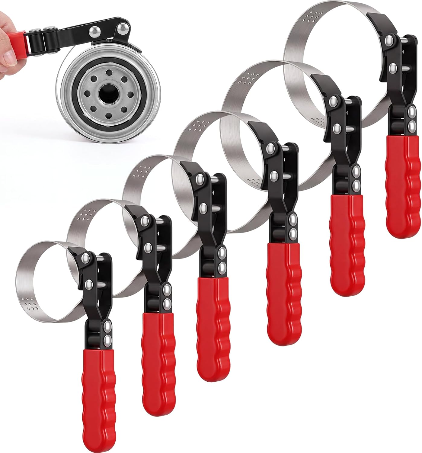 6 Pcs Swivel Oil Filter Wrench 2-3/8" to 5-1/4" 60 mm to 133 mm