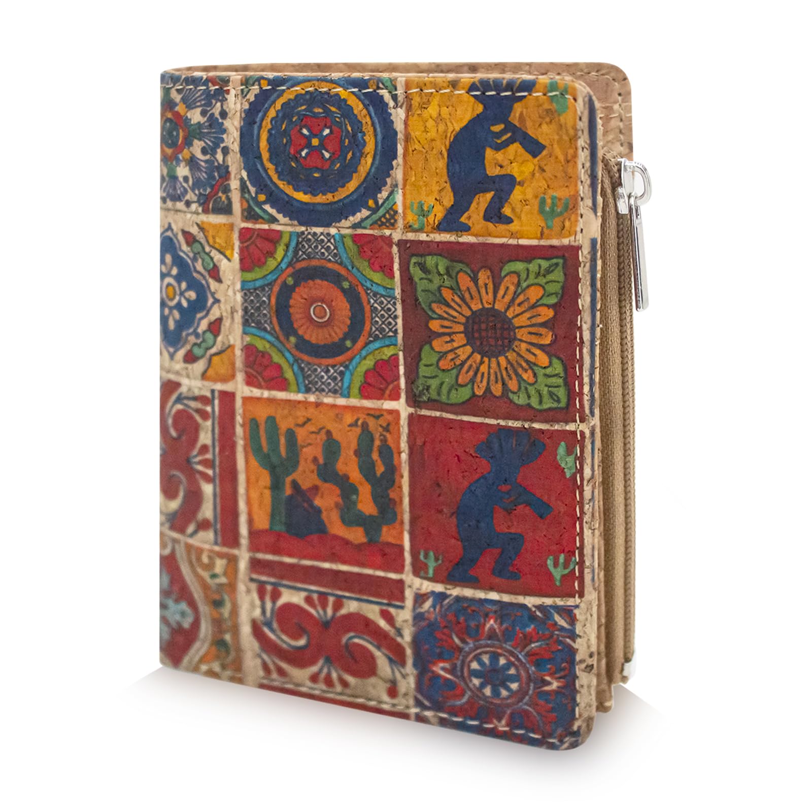 boshiho Kork Geldbörse - Vegan Nachhaltig Portemonnaie Geldbeutel mit RFID Schutz Brieftasche mit Reißverschluss Kreditkartenfächern Unisex Vegan Geschenk (Kork 3)