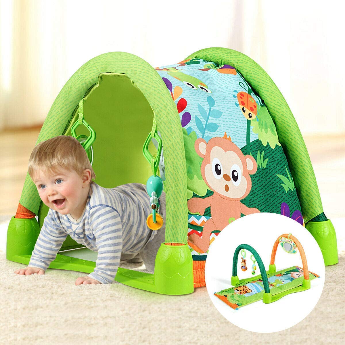 Buy BABY JOY 4in1 Baby Play Gym Mat, Interesting Rainforest Baby