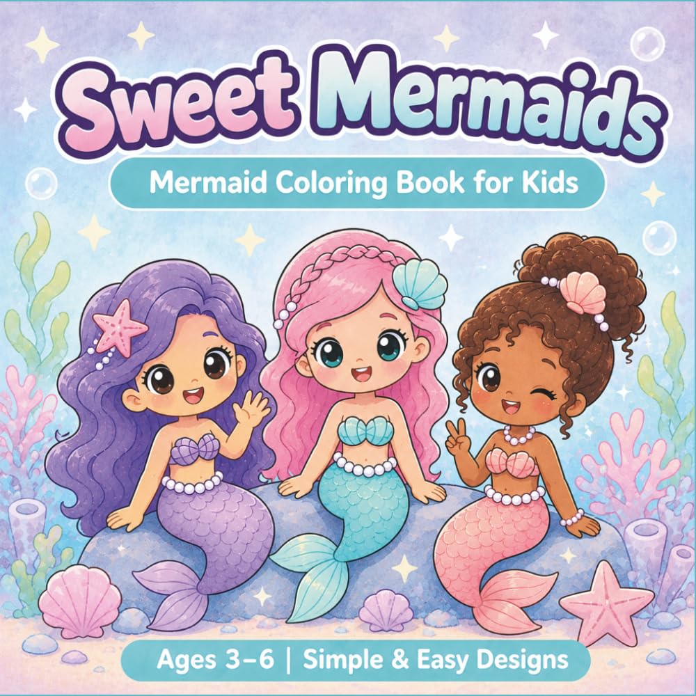 Sweet Mermaids: Mermaid Coloring Book for Kids Ages 3-6 (Little Fantasy Friends Coloring Series)