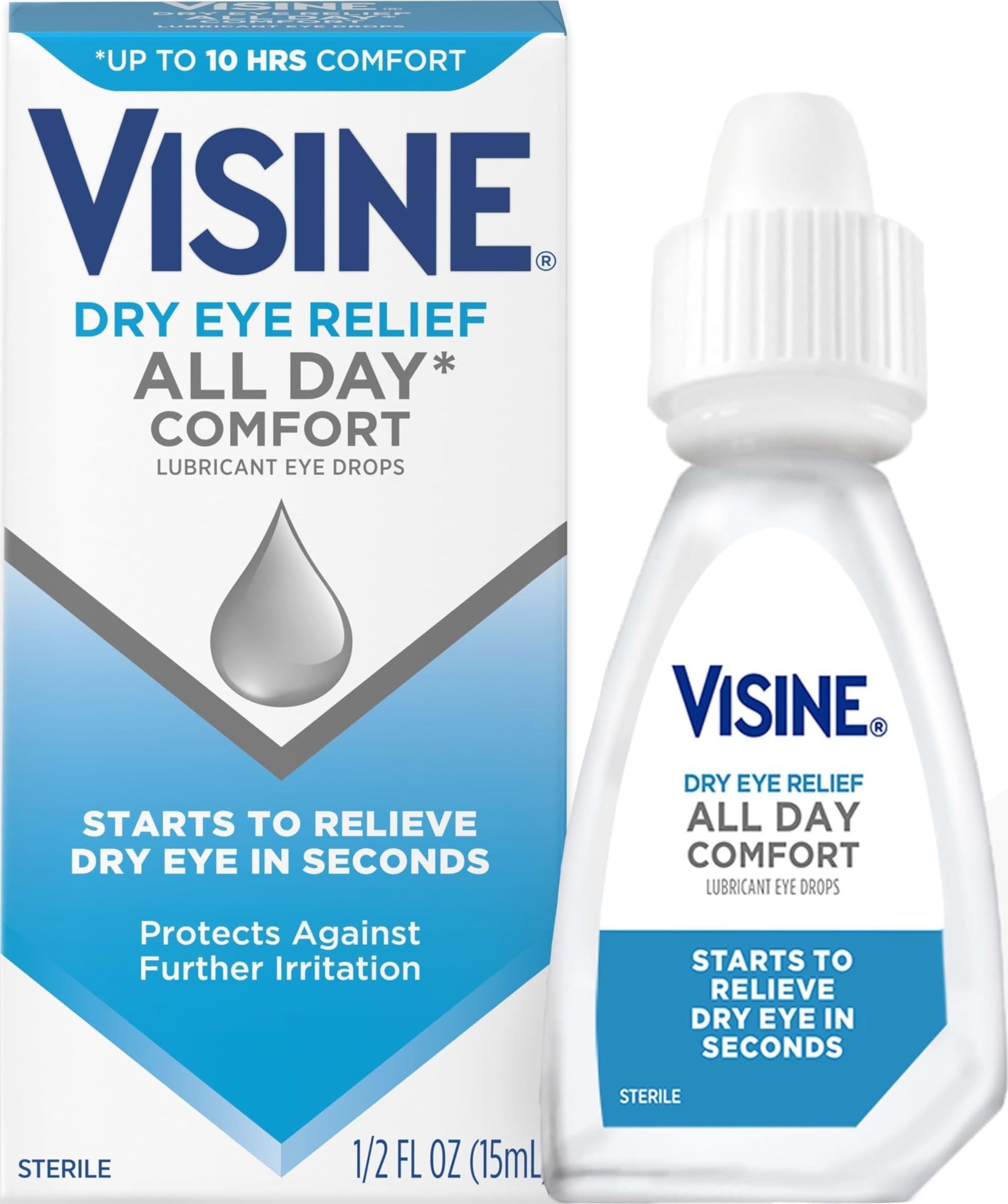 Visine Dry Eye Relief All Day Comfort Lubricant Eye Drops, 0.5 fl. oz