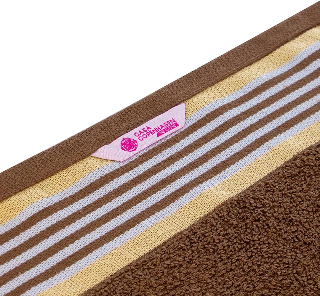 Casa Copenhagen Juego de Toallas He & She de 6 Piezas, Marrón + Beige, 550 g/m², 2 baño, 2 Mano, 2 paños, diseñado en Dinamarca con algodón Egipcio para baño, Cocina y Ducha.