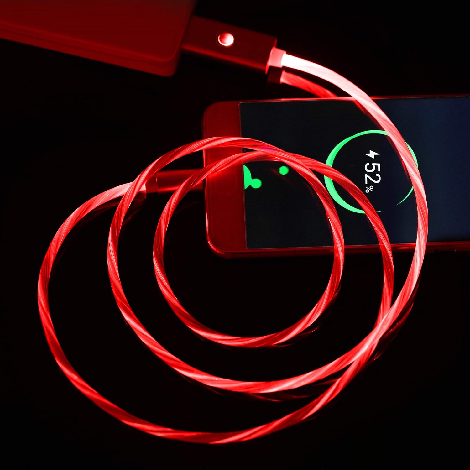 iPhone Charger Cord, 6FT Led iPhone Cable Compatible iPhone 12/11/X/8/8 Plus/ 7/6, iPod Touch, iPad, Visible Flowing LED Charging Cable with Switch Button(Red Light)