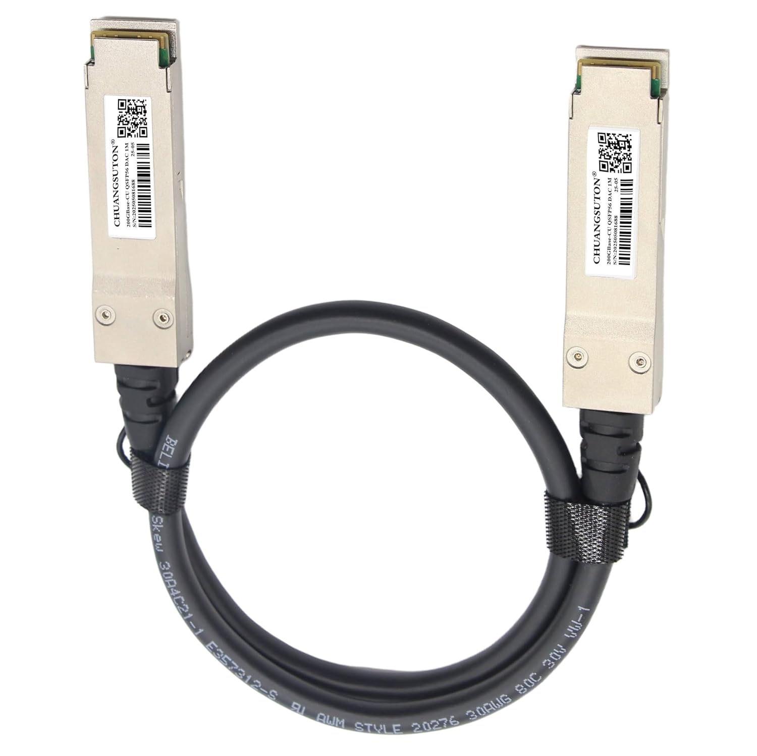200G QSFP56 to QSFP56 PAM4 DAC Cable Ethernet Passive Direct Attach Copper Twinax Cable Compatible with NVIDIA/Mellanox MCP1650-V00AE30 (0.5m / 1.64ft)