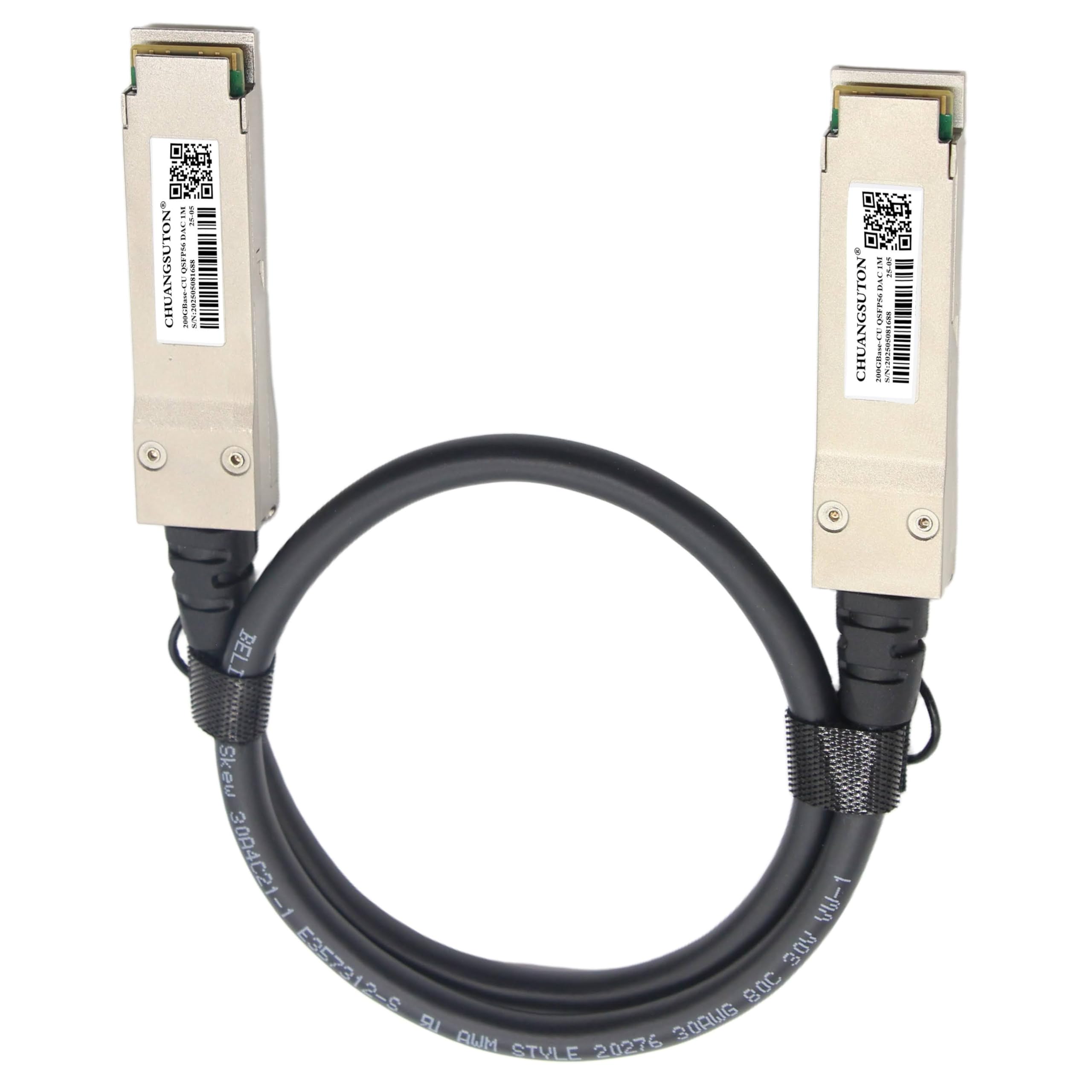 200G QSFP56 a QSFP56 PAM4 DAC Cable Ethernet pasivo de conexión directa de cobre Twinax compatible con NVIDIA/Mellanox MCP1650-V00AE30 (0,5 m)