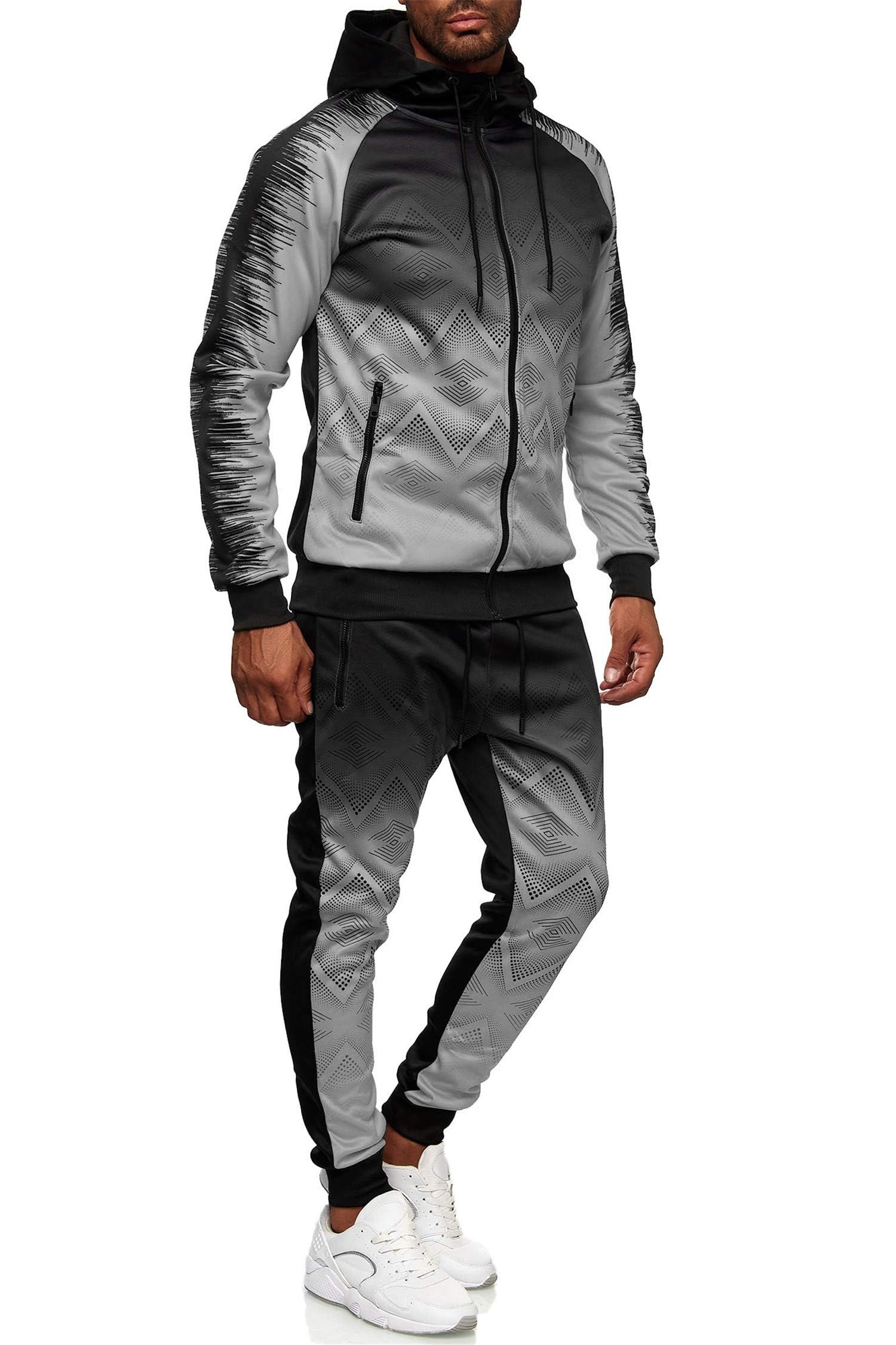 C-IN-C Herren Jogginganzug Barockmuster Sportanzug für Männer Trainingsanzug Laufanzug Gym Freizeitanzug Modell