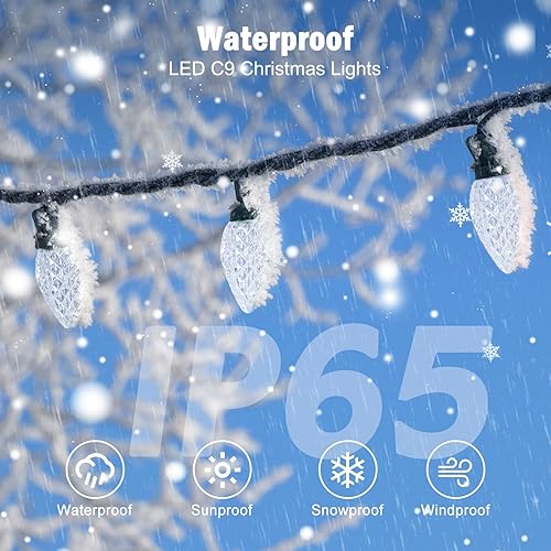 Miniatura 3 de Brightown Paquete de 2 luces de Navidad C9, total de 162 pies, 200 luces LED con temporizador y 8 modos, luces de hadas de alambre verde conectables