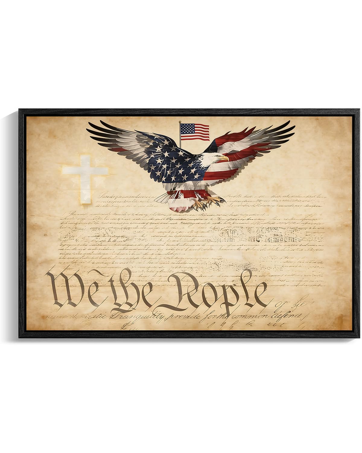 American Flag Framed Canvas Wall Art, 4th of July Canvas Prints