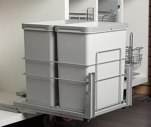 Miniatura 5 de IMEX - Contenedor de basura extraíble debajo del montaje de 30 cuartos de galón - Cubo de basura de cocina y contenedor para debajo del mostrador -