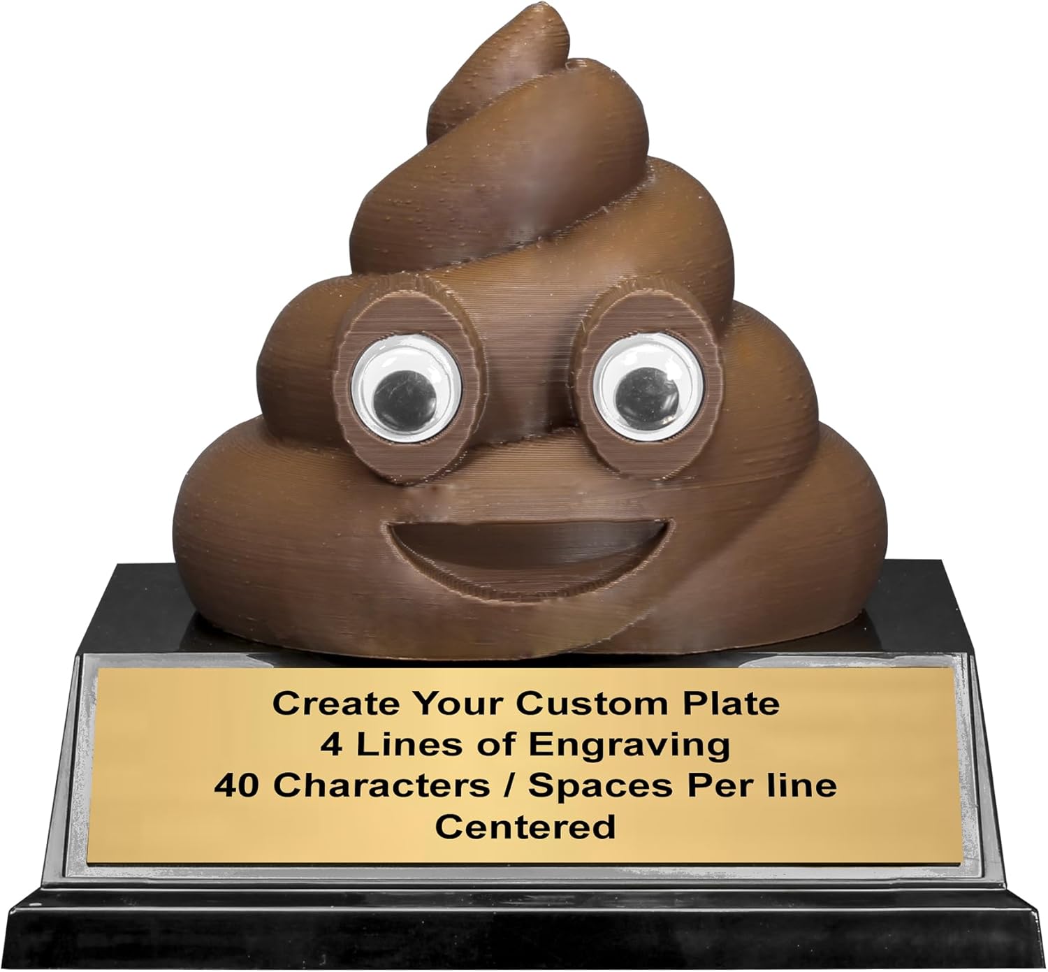 Personalized Poop Trophy - El Crapo Last Place Award - Engraved Funny Gag Gift for Office, Sports or Contests - Humor Prize for Epic Fail or Bottom Finish - Customize Now (4 Inch)