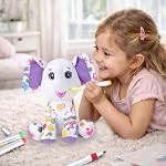 DIY Coloring Plush Toy with Washable Markers, Scribble Pets Stuffed Animal, Doodle Dolls Art Toy for Boys and Girls Ages 3-8, Birthday Gift (Elephant)