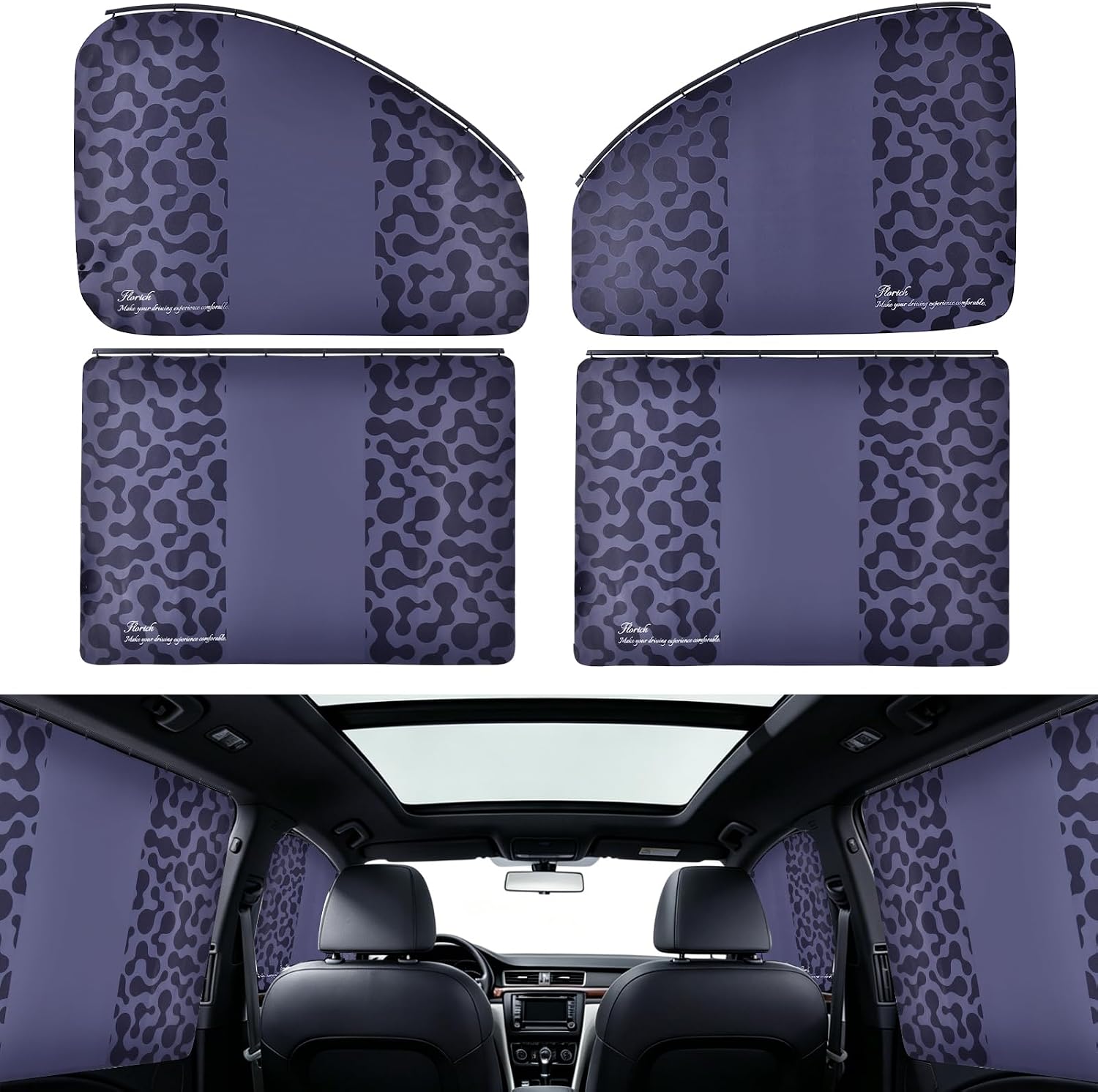 FLORICH Car Window Shades 2 Pack Car Sun Shade Embedded Track Car Shades for Side Windows Blocks 99% Heat Car Window Covers Universal Fit for Most Cars