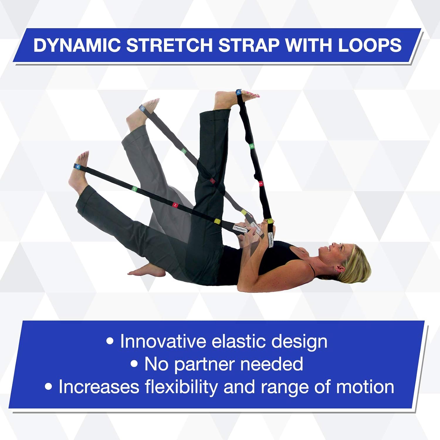 THERABAND Stretch Strap with Loops to Increase Flexibility, Dynamic Stretching Tool for Athletes Including Dancers, Cheerleaders, Gymnasts, Runners, Pilates and Yoga Elastic Stretch Out Band