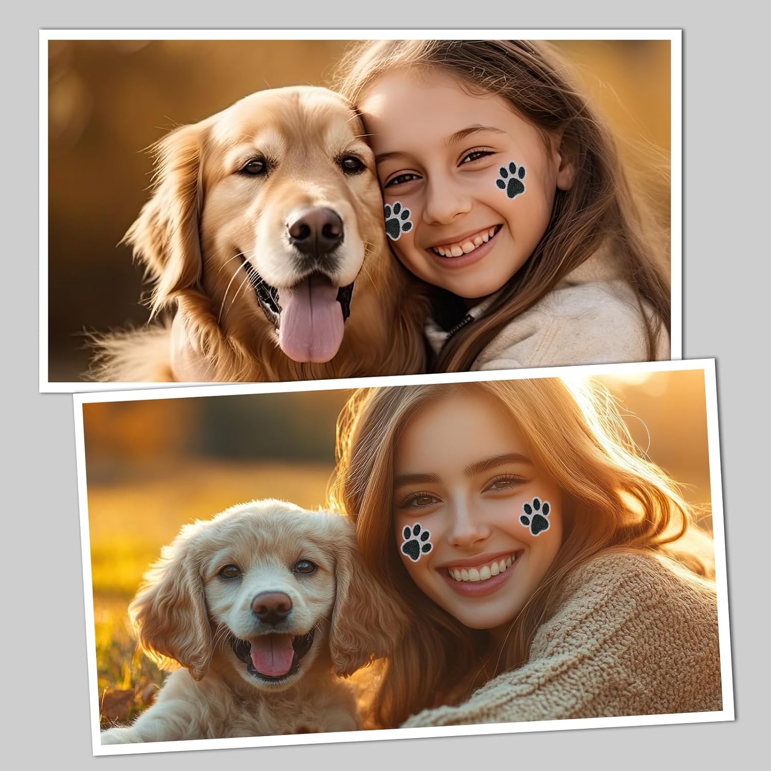 Blulu 25 Sheets 200 Pcs Glitter Paw Print Tattoos Temporary Glitter Dog Paw Print Face Tattoos Dog Stickers Removable for Cheer Patrol Women Face Body Arm House Party Supplies(Black) - Image 7