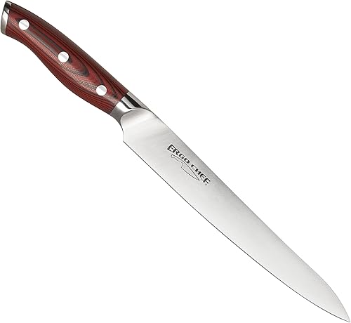 Miniatura 9 de Ergo Chef Crimson Series - Cuchillo para deshuesar de 6 pulgadas, acero alemán forjado X50CrMoV15, mango ergonómico G10, deshuesado de carne de