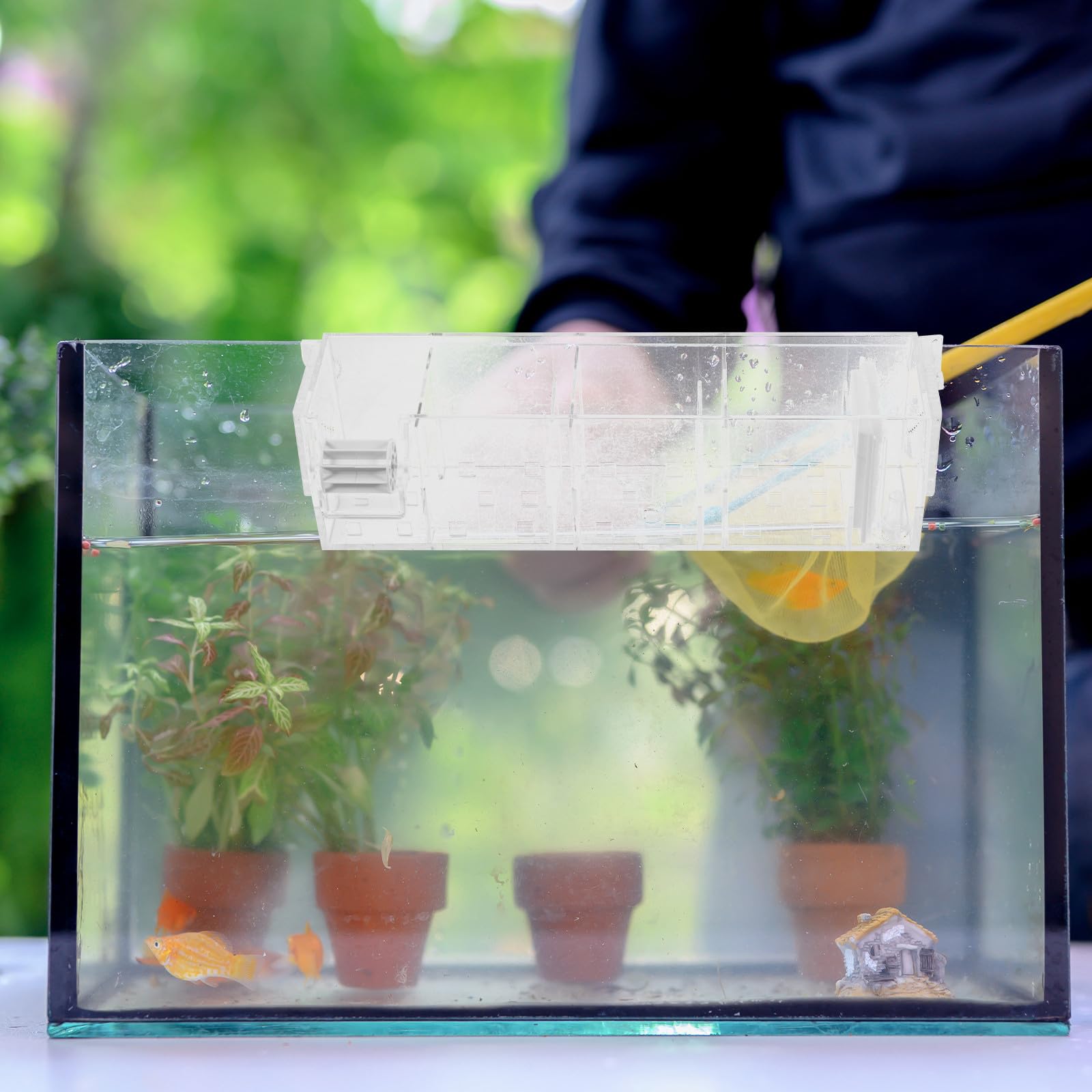 HOMSFOU Caja de Filtro con Bomba de Agua para Acuario de Acrílico Filtro Silencioso y Diseño Claro para Filtrado en Peceras