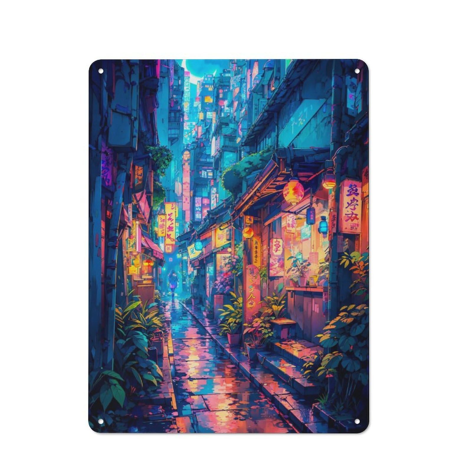 Junmoney Radiant City Tin Wall Plaque 40X30cm With For Pub Or Café, With Clear Vintage Wall Decor Character