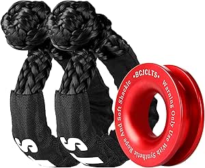 Synthetic Soft Shackle & Winch Recovery Ring Kit, 1/2'' x 22'' Recovery Soft Shackle (56,000 lbs) for Off-Road Vehicles
