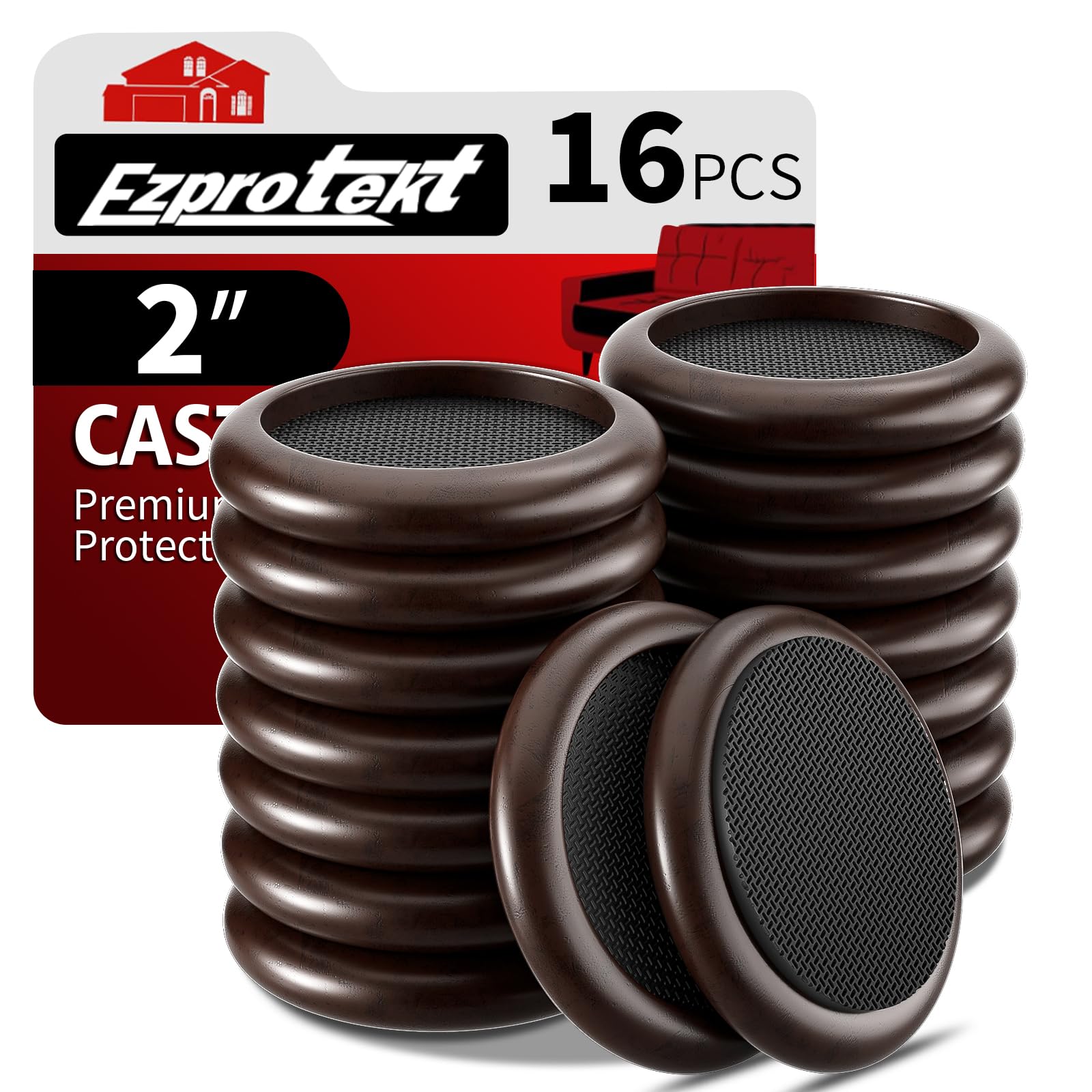 Ezprotekt 16 PCS Non Slip Wood Furniture Caster Cups Φ 50 mm, Furniture Cups