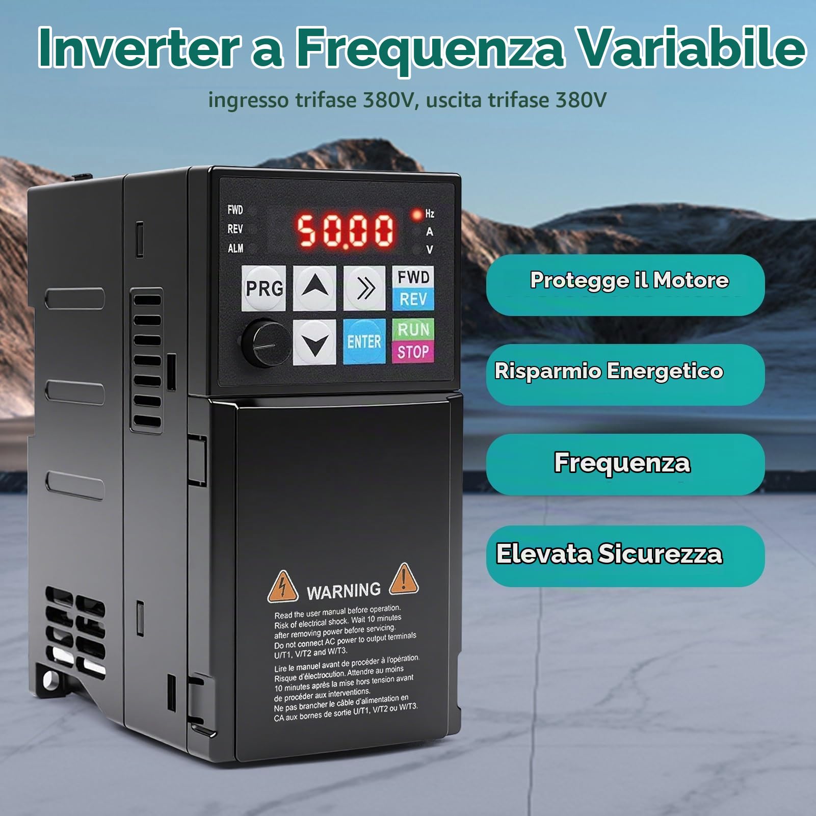 Inverter per Motori Trifase 380V 2.2KW 3HP 380V Ingresso e Uscita Trifase