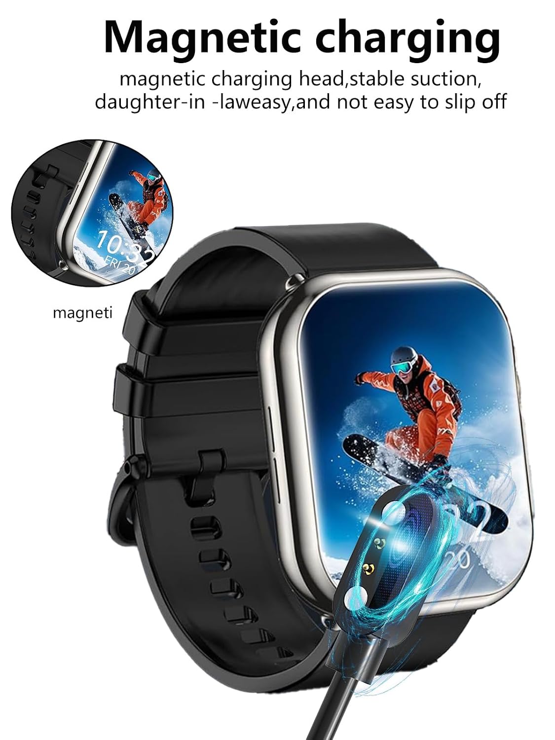 [2-Pack] for QONBINK K62 Fitness Tracker Smartwatch Magnetic USB Charging Cable, 2 Pin Cord Charger for Smart Watch. image 2