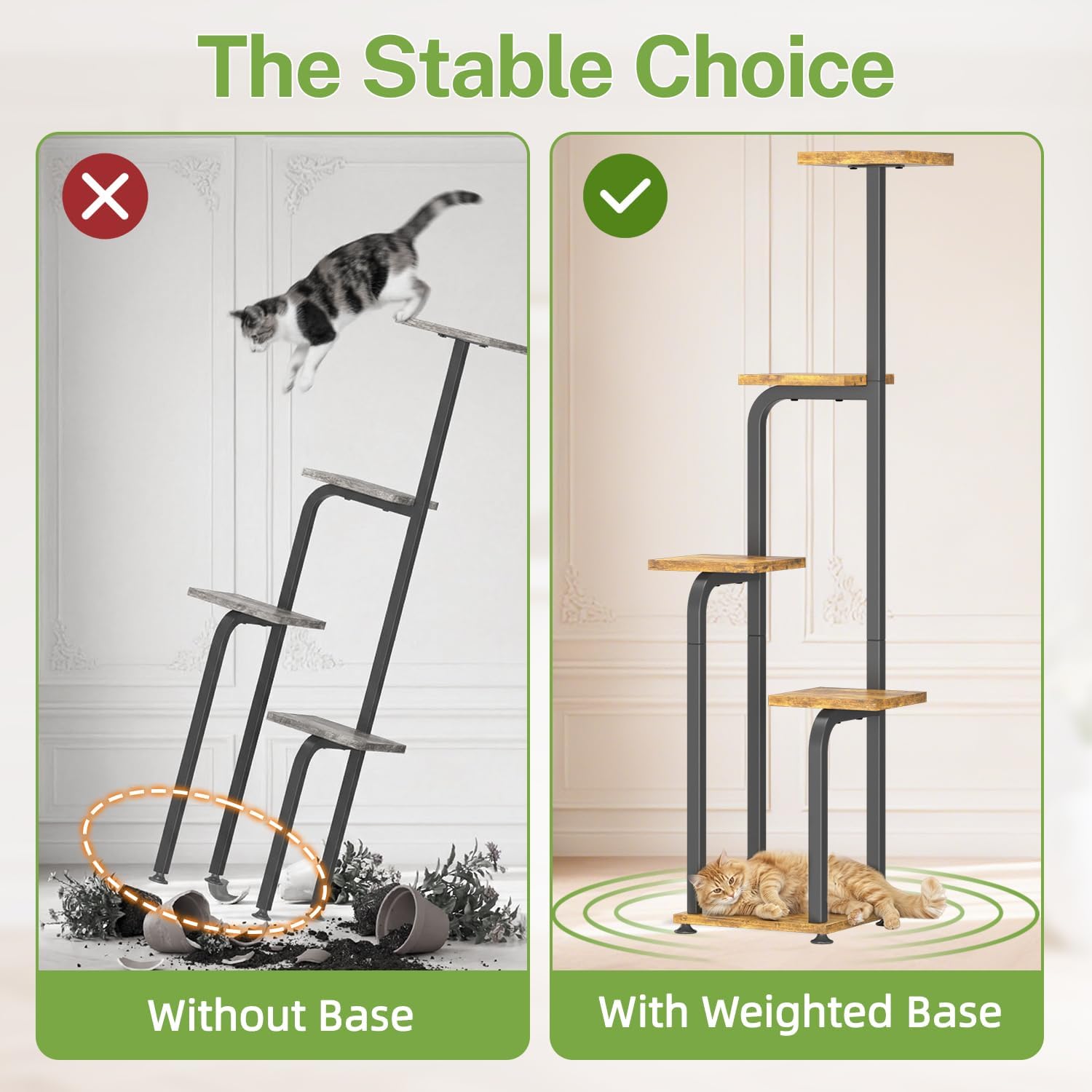 iDavosic.ly Tall Plant Stand Indoor, 4 Tier Corner Multiple Flower Holder Shelf with Wooden Trays, Space Saving Display Rack for Living Room Balcony Patio Porch Outdoor | Black & Brown