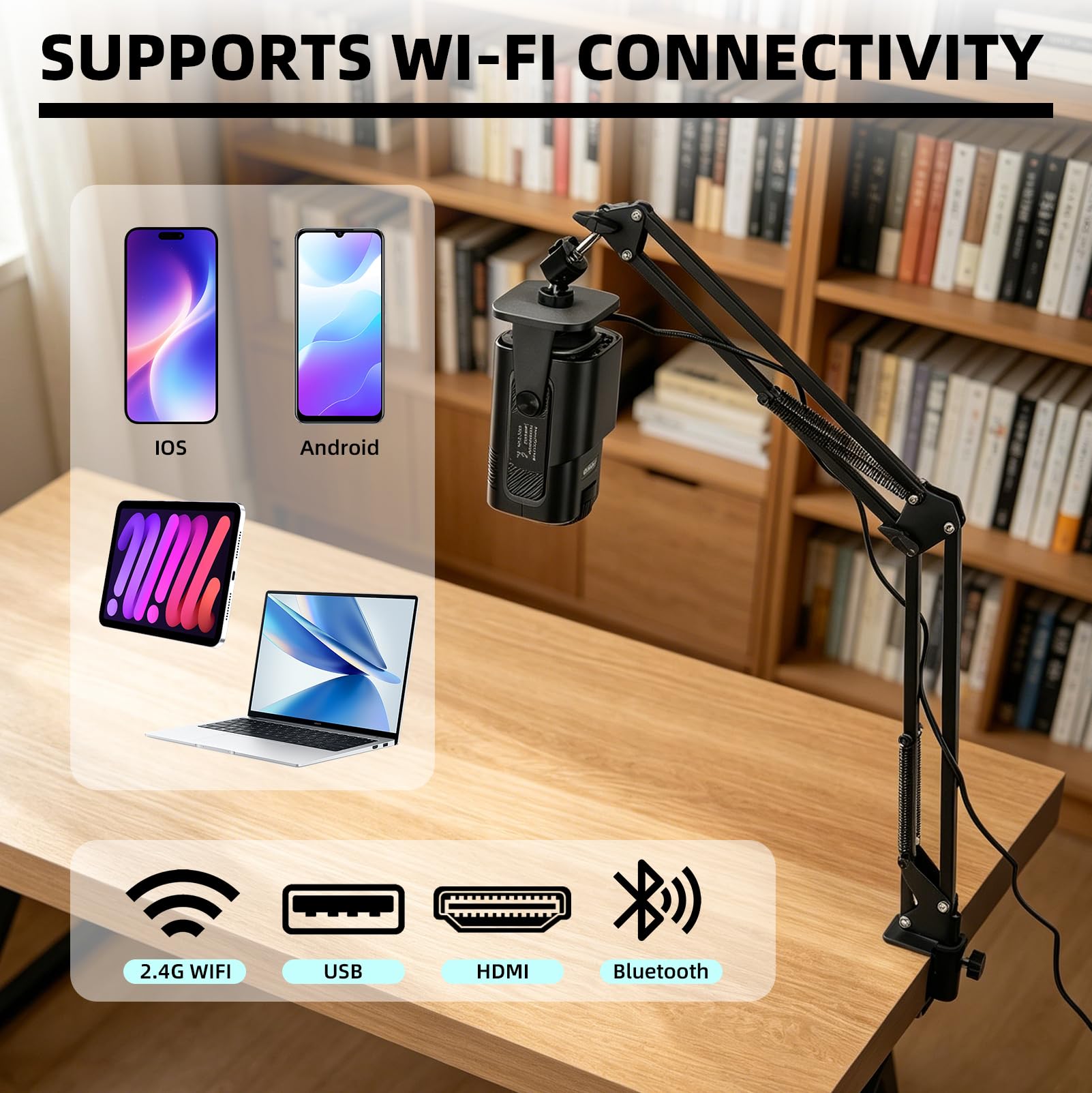 Proyector de dibujo portátil, proyector de dibujo inteligente de escritorio con mando a distancia y soporte para trazar, herramienta de dibujo, dibujo, conectividad WiFi