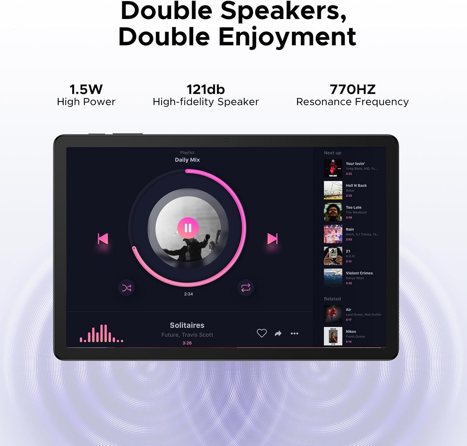 DOOGEE Tab G6+ dual speakers for enhanced audio.
