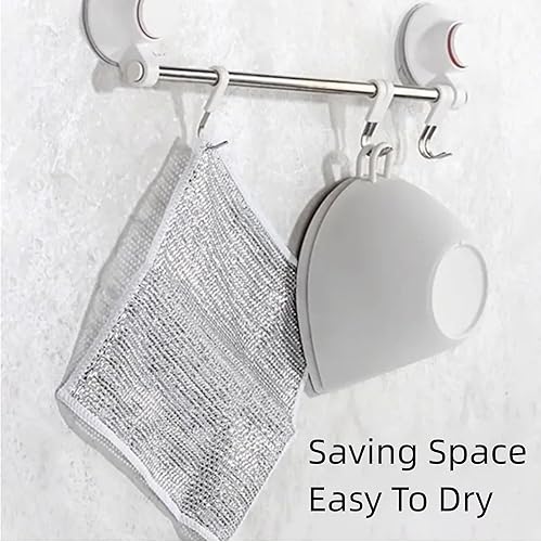 Miniatura 5 de 10 paños de alambre antiarañazos, trapos multiusos para lavar platos en húmedo y seco, paños de limpieza reutilizables de doble capa, plato de