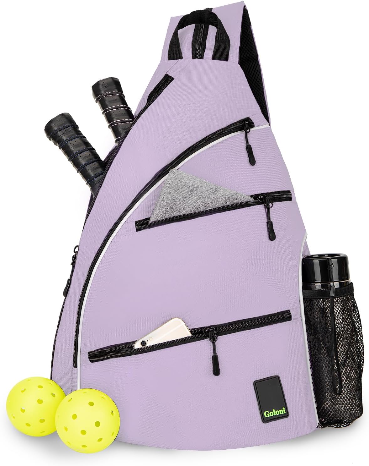 Goloni Pickleball Bag for Women Men, Convertible Pickleball Backpack Sling Bag with Fence Hook, Waterproof Polyester Paddle Bag with Multiple Compartments
