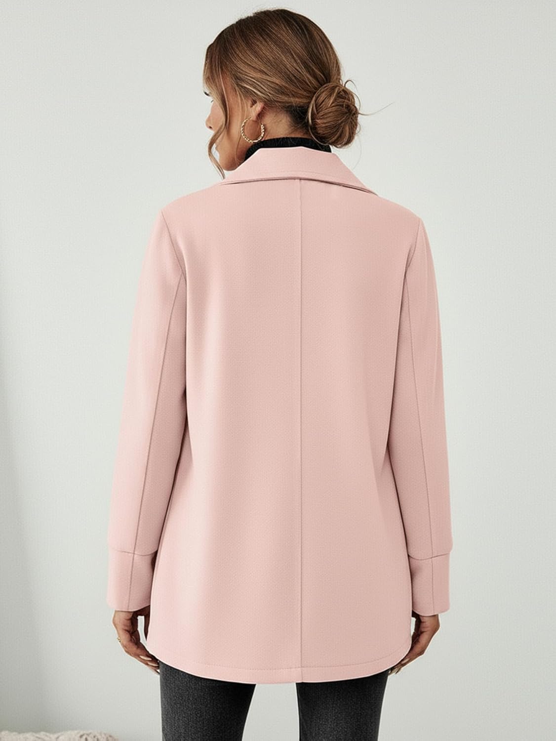 Women's Button Down Shacket Jacket Long Sleeve Collared Loose Dressy Casual Coat with Pockets - Image 2