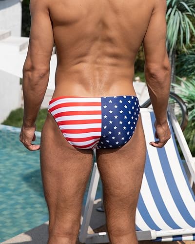 Miniatura 2 de YUZHOU Traje de baño de bikini para hombre, traje de baño de tiro bajo, traje de baño sólido sexy con cordón elástico