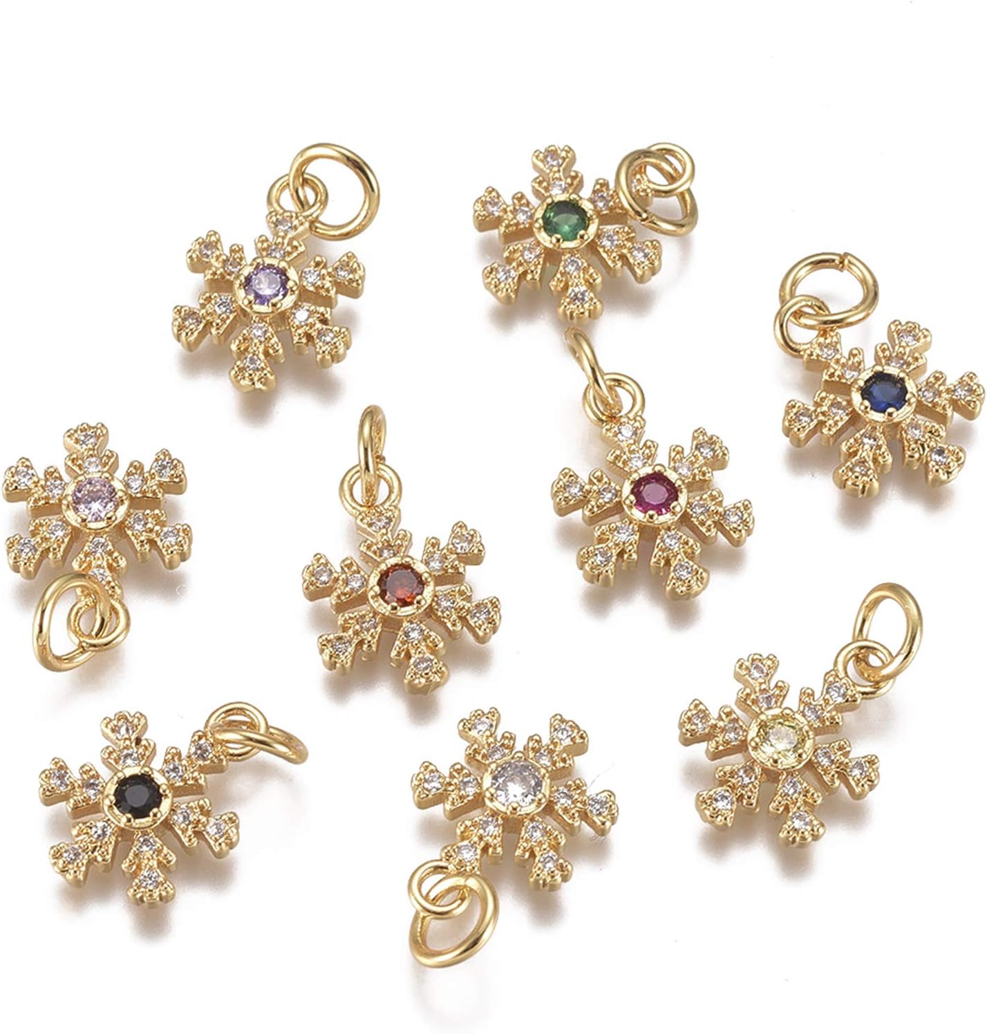 Craftdady Golden Cubic Zirconia Pendant Charms: Brass Flower, Butterfly, Heart, Swan, Star, Sun Pendants - CZ Stone, Clear Crystal, Rhinestone Charms for DIY Craft Jewelry Making