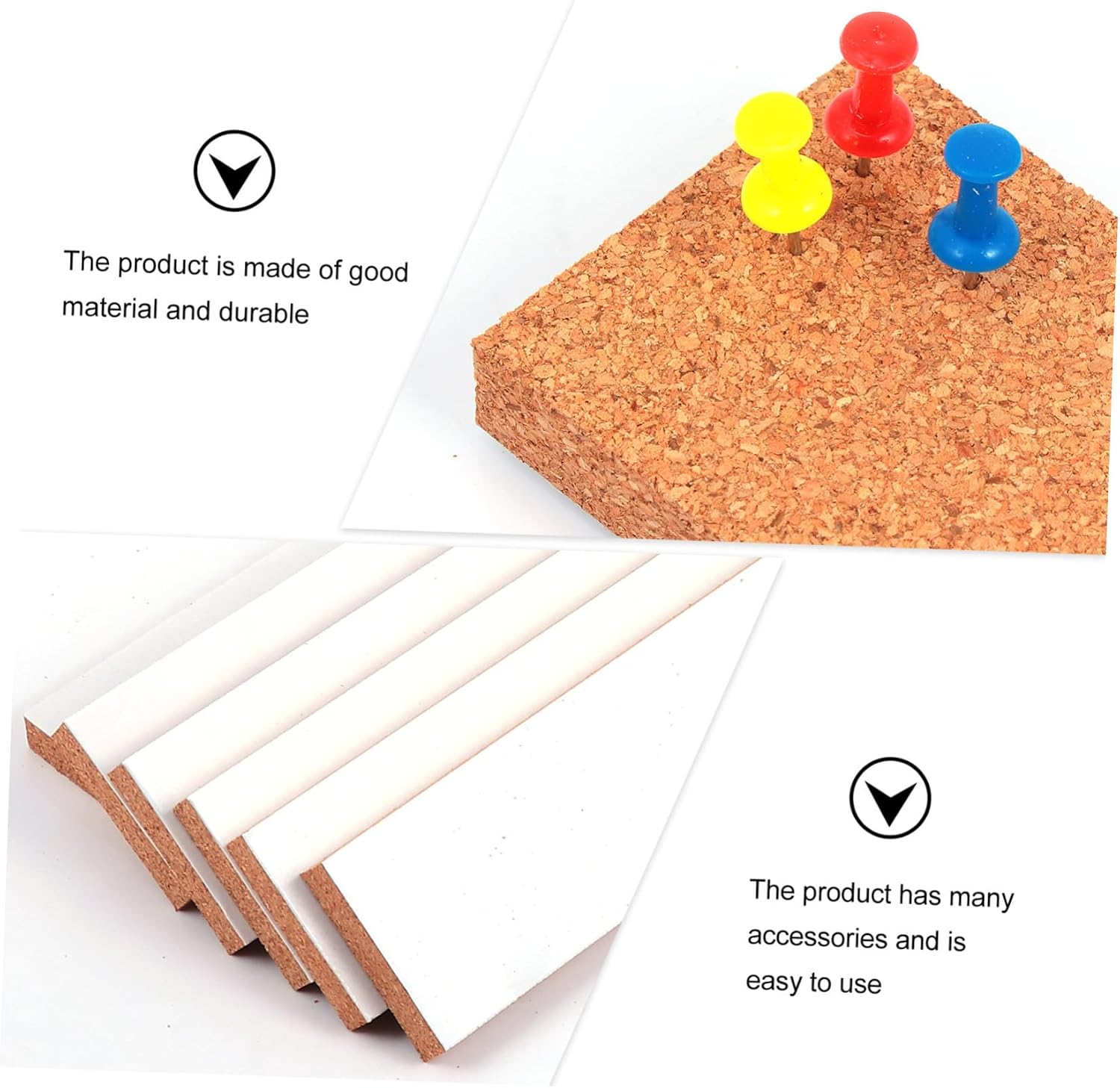 Cork Bulletin Bar Strips Frameless Cork Board for Home Office School Easy Installation with Push Pins Non-Slip Design