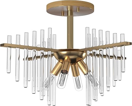 Miniatura 5 de Designers Fountain 90411-BAB Reeve 4 Light Semi-Flush, latón antiguo bruñido, 13.75x17.00x17.00