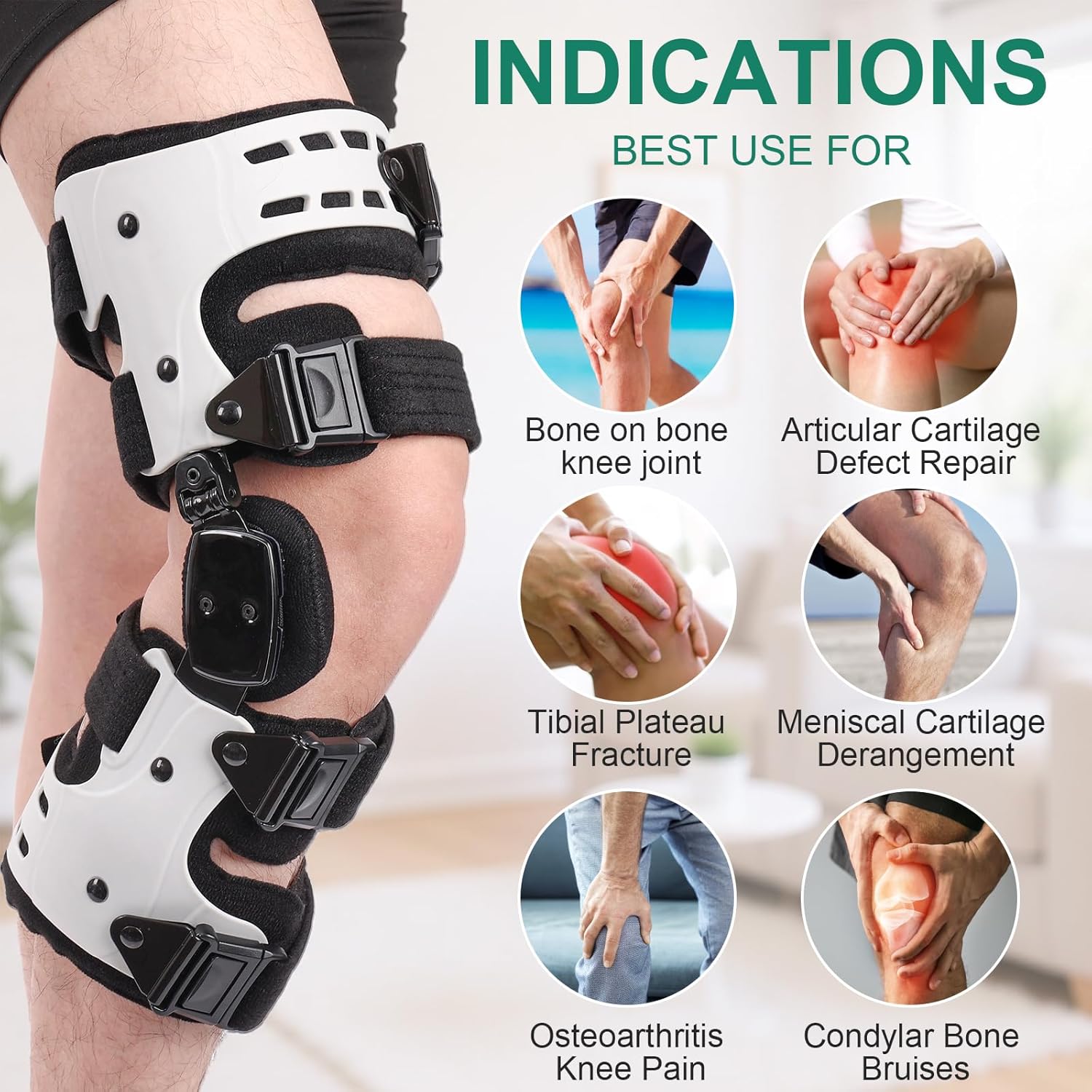 OA Unloader Knee Brace, Support for Arthritis Pain, Osteoarthritis and Bone on Bone Knee Joint Pain, OA Knee Brace Adjustable Metal Medial & Lateral Knee Support