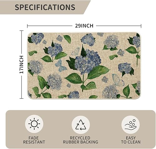 Miniatura 3 de Artoid Mode Felpudo de bienvenida con tulipanes de flores y hojas, lavanda, primavera, decoración del hogar, de verano, de bajo perfil, tapete de