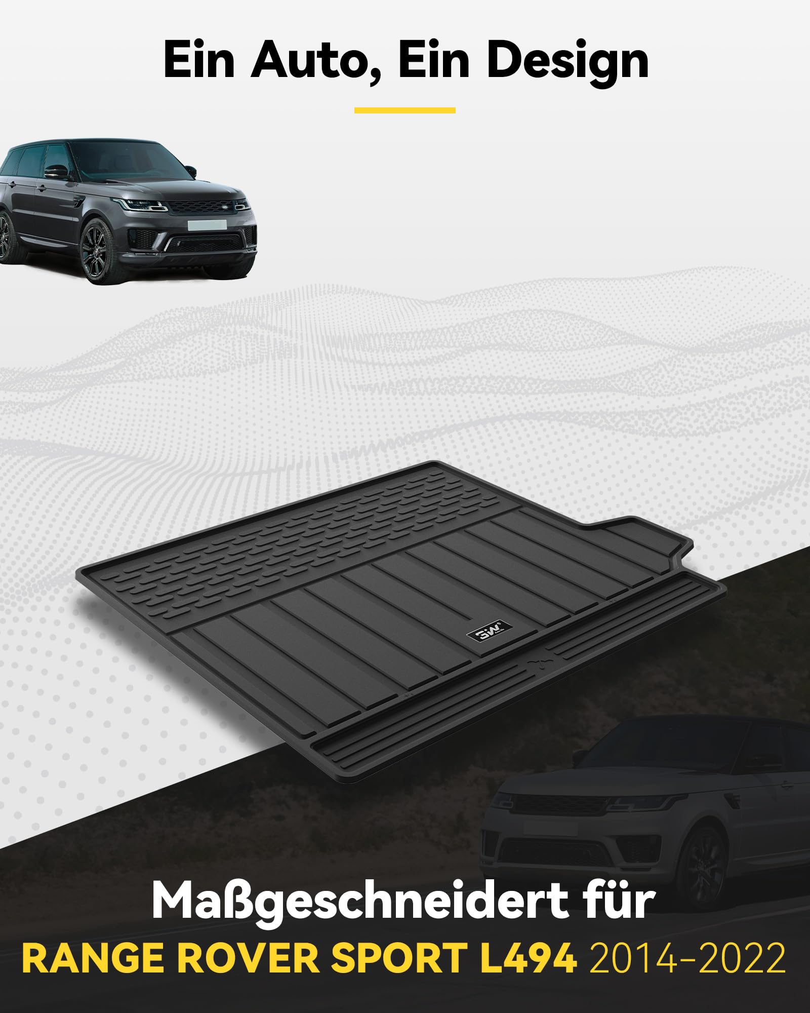 3W Kofferraumwanne für Range Rover Sport L494 2014-2022 | TPE Thorex™ Allwetter | 3D Maßgeschneiderte Passform | Hundefreundlich Auto Zubehör | Wasserdicht & Kratzfest | Antirutsch