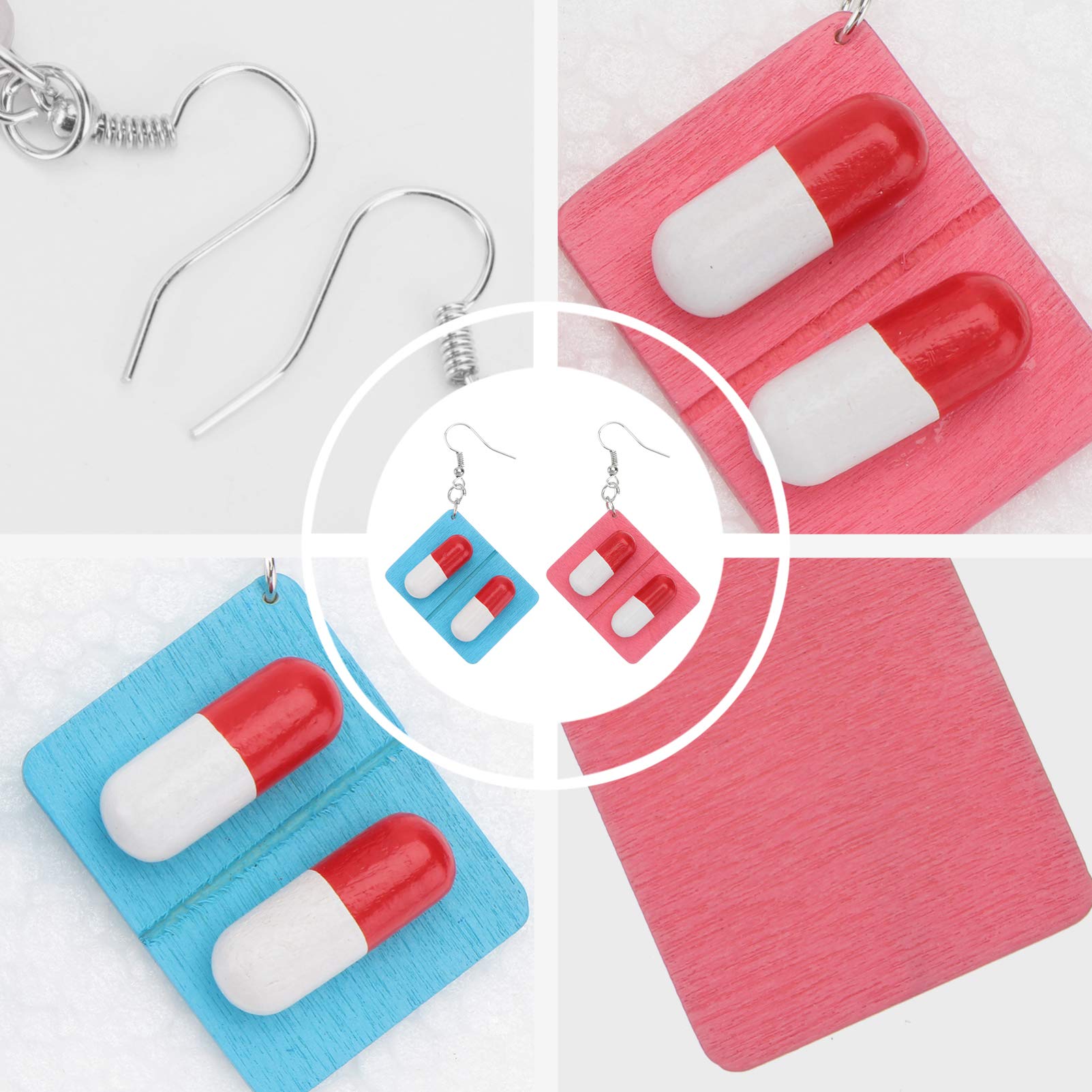 YDYDTTKD 2 Paia di Orecchini a Capsula in Legno Creative Nurse Eardrop Divertente Ornamento per l'orecchio Leggero per l'accessorio da Indossare Ogni Giorno