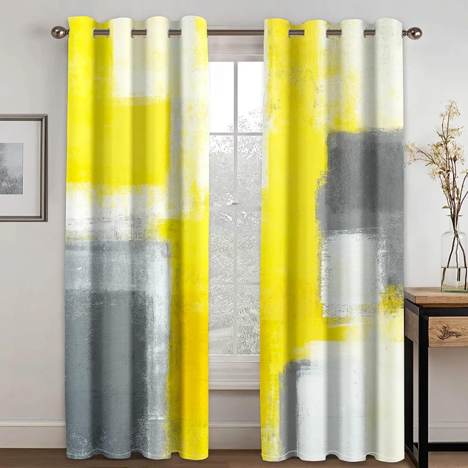 Rideaux de fenêtre de salon design moderne jaune 228x228