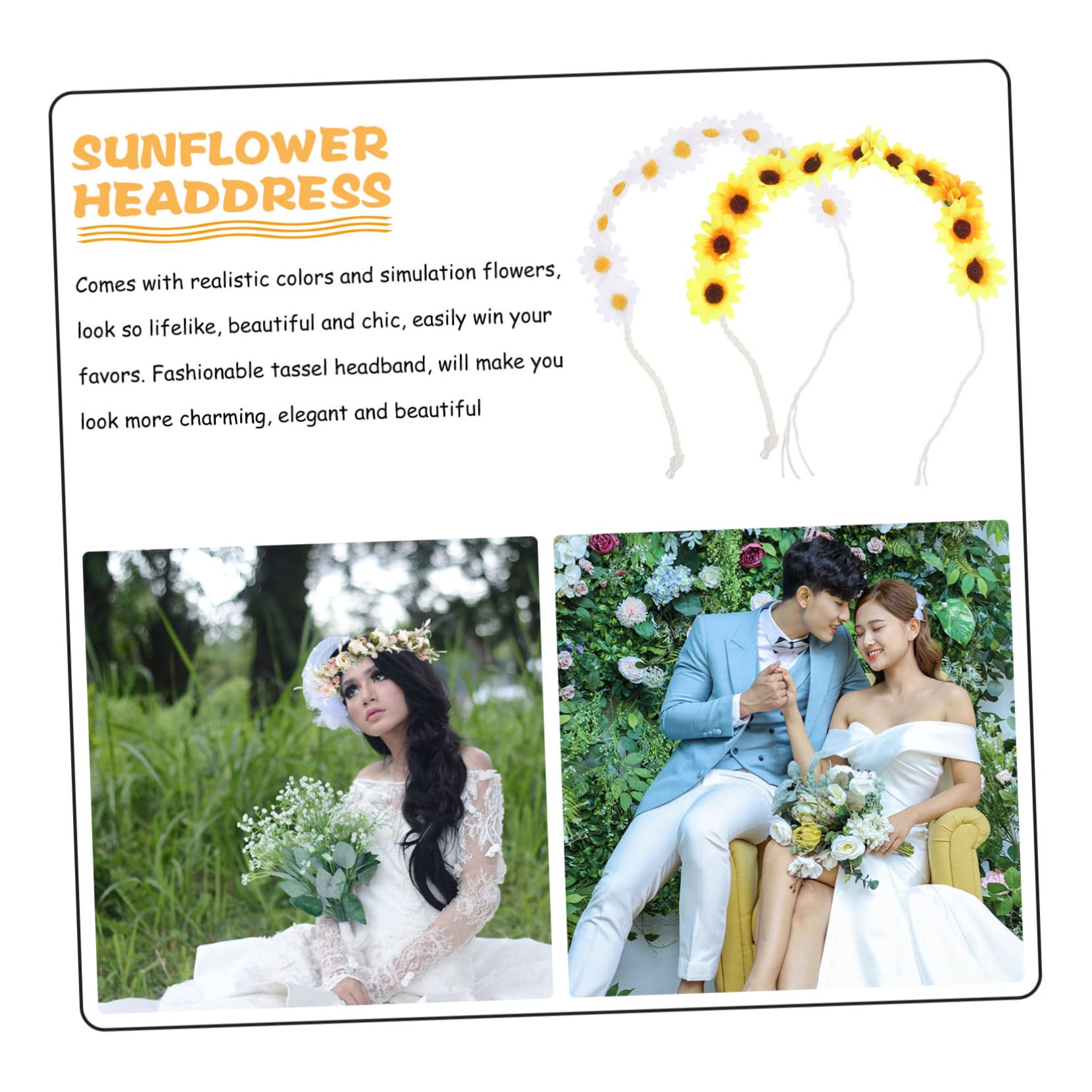 Healeved 8piezas Diadema De Girasol Artificial Accesorio Floral Para Bodas y Fiestas Cabeza Decorativa Para Mujeres y Niñas