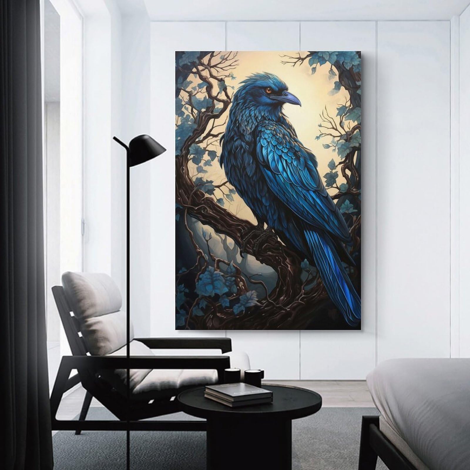 Junmoney Crow Home Decor Wall Art 16x24inch(40x60cm), for Home, Office, Studio Or Guest Room, Canvas Wall Art That Fits Changing Layouts