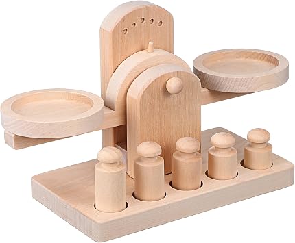 Hemobllo Wooden Balance Scale Toy Kids Educational Toy for Balance Theory Simple Number Calculation Practice Hand-Eye Coordination and Attention Training 1 Set for Preschool Learning