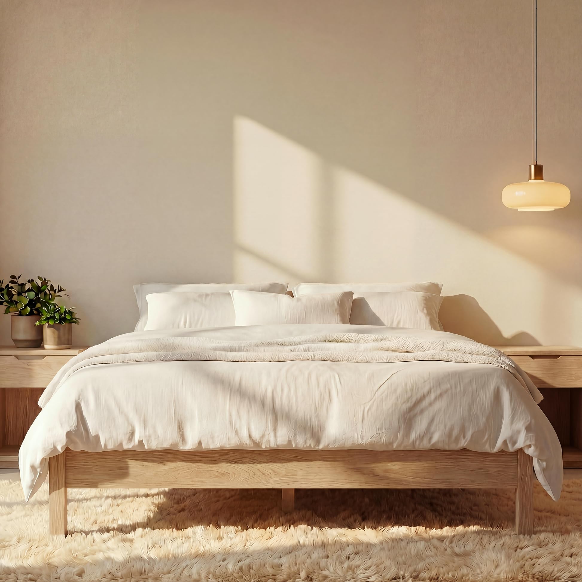 LIFEMENT Queen Bed Frame Signature Wood Platform