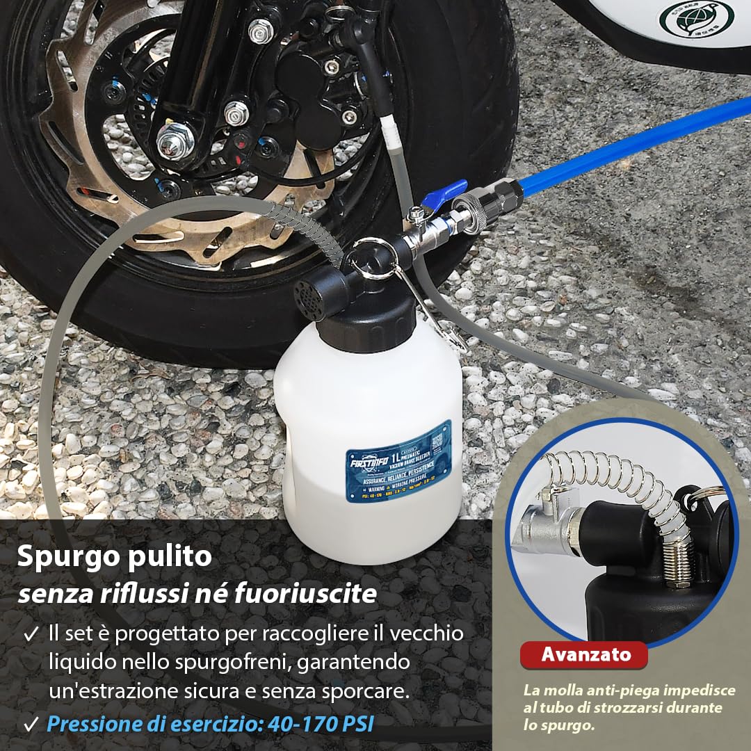 FIRSTINFO A11573EU | 1L | Spurgo dei Freni ad Aria | Estrattore del Liquido dei Freni
