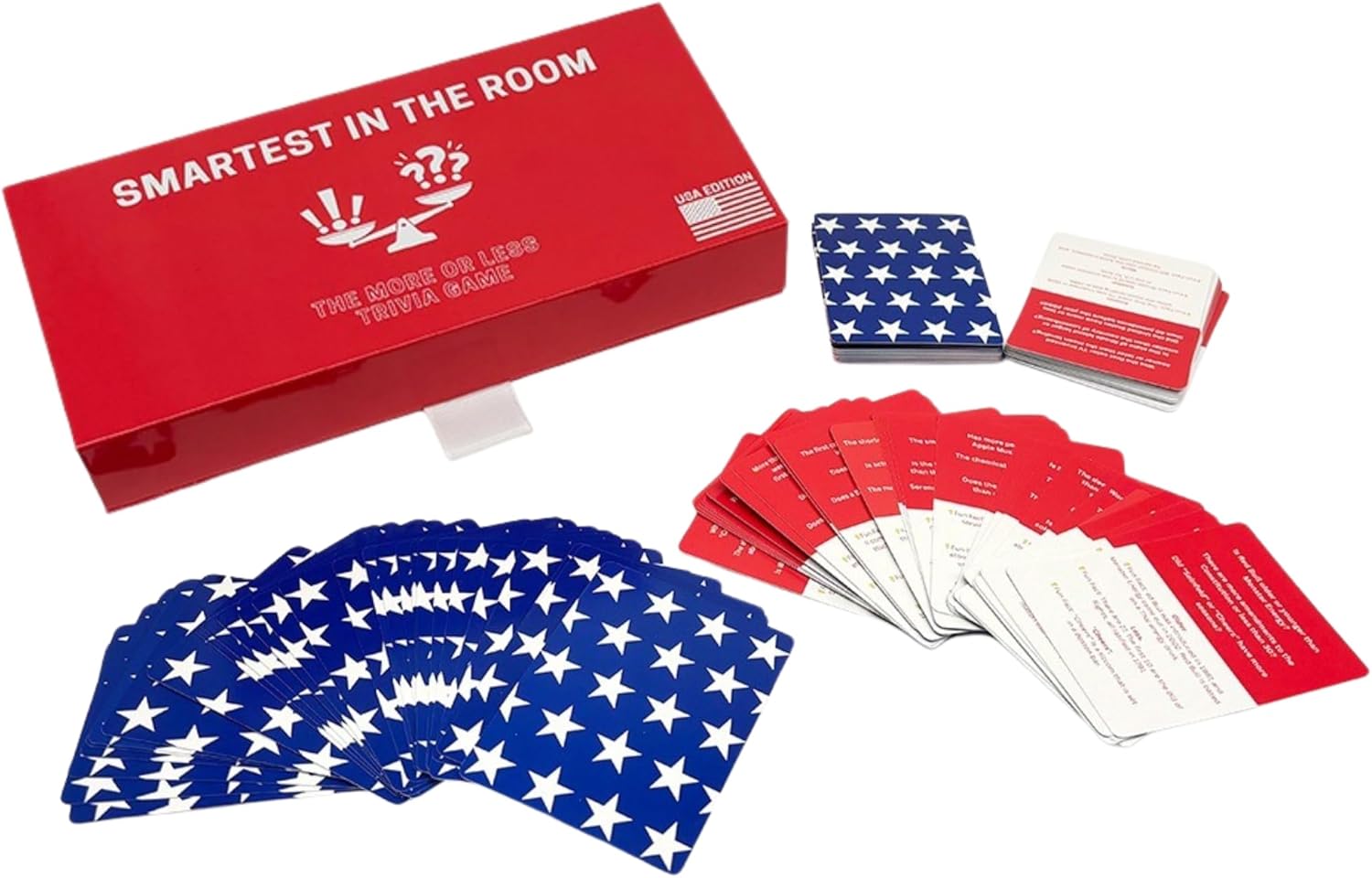 MACHERA Smartest in THE Room The More or Less Trivia Game for Adults & Families with 450 Fun Questions for Game Nights, Kids & Teens